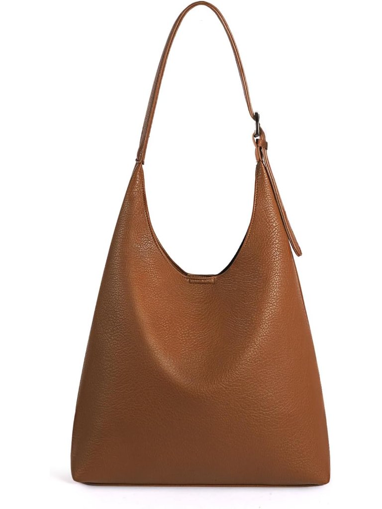 Slouchy Hobo Bag For Women, Vegan Leather Shoulder Purse With Adjustable Strap F